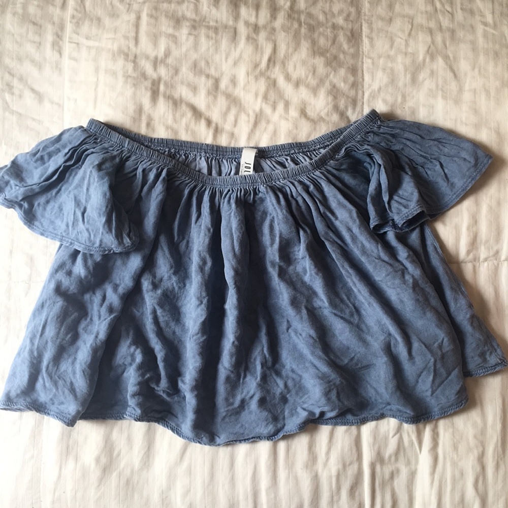 Off the Shoulder Denim Crop Top